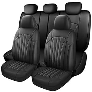 WENNFOUR Car Seat Covers Full Set, Luxury Leather Seat Covers for Cars, Automotive Waterproof Interior Seat Covers, Airbag Compatible, Universal Car Seat Cover for Most Vehicles, Truck, SUV, Black