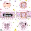 Maca Bates Rabbit Foot Dog Collar with Sailor Bow Tie for Large Girl Boy Dogs, Pink Bunny Pattern,Adjustable Durable Soft Breakaway Collars Easter Day Gift for Male Female Puppy