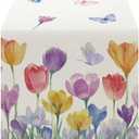 OYIMUA Tulip Floral Spring Table Runner Seasonal Summer Butterfly Kitchen Dining Table Decoration for Home Party 13x72