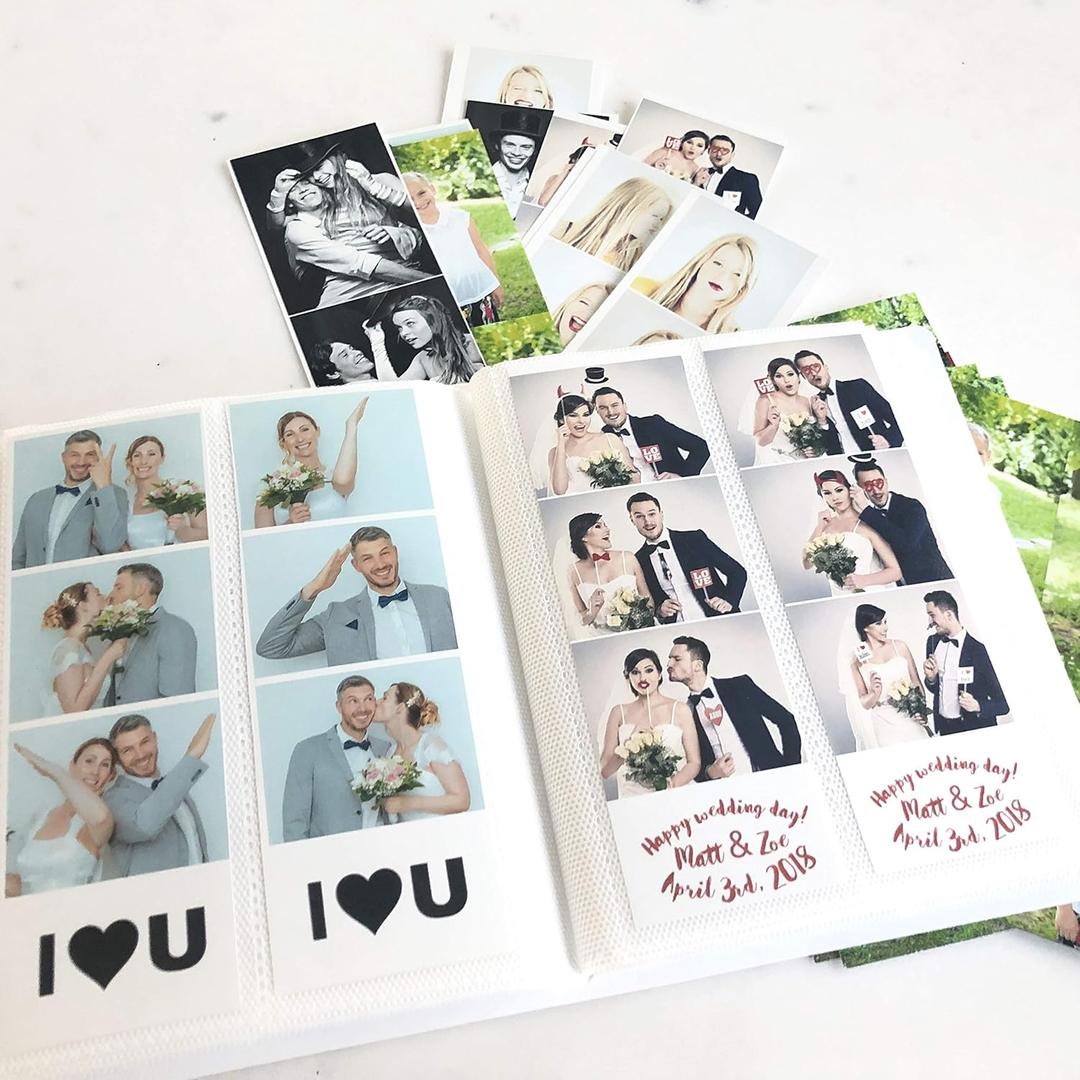 Photo Booth Photo Album - For Wedding or Party- Holds 120 Photobooth 2x6 Photo Strips - Slide In (WHITE)