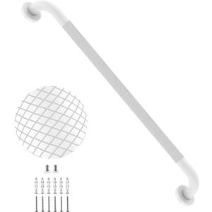 32 Inch White Grab Bars for Shower with Anti-Slip Knurled Grip