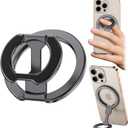 Magnetic Ring Holder for MagSafe Dual-Sided, Removable Phone Finger Grip Holder Adjustable Kickstand for iPhone 17/16/15/14/13 Series, Magnet Phone Stand Grip Compatible with Magnetic Car Mount