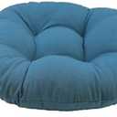 Blazing Needles Solid Twill Round Footstool Cushion, 18", Natural