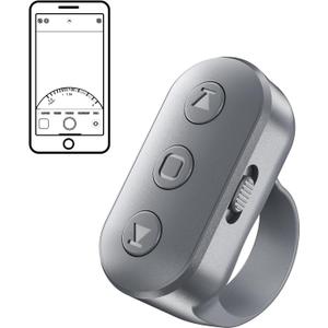 Phone Camera Ring Remote Control with Zoom in/Out, Rechargeable Shutter with Front/Rear Camera Switch for iPhone Android iPad, Hands Free Remote Ring for Photo & Video Recording Content Creator (Gray)