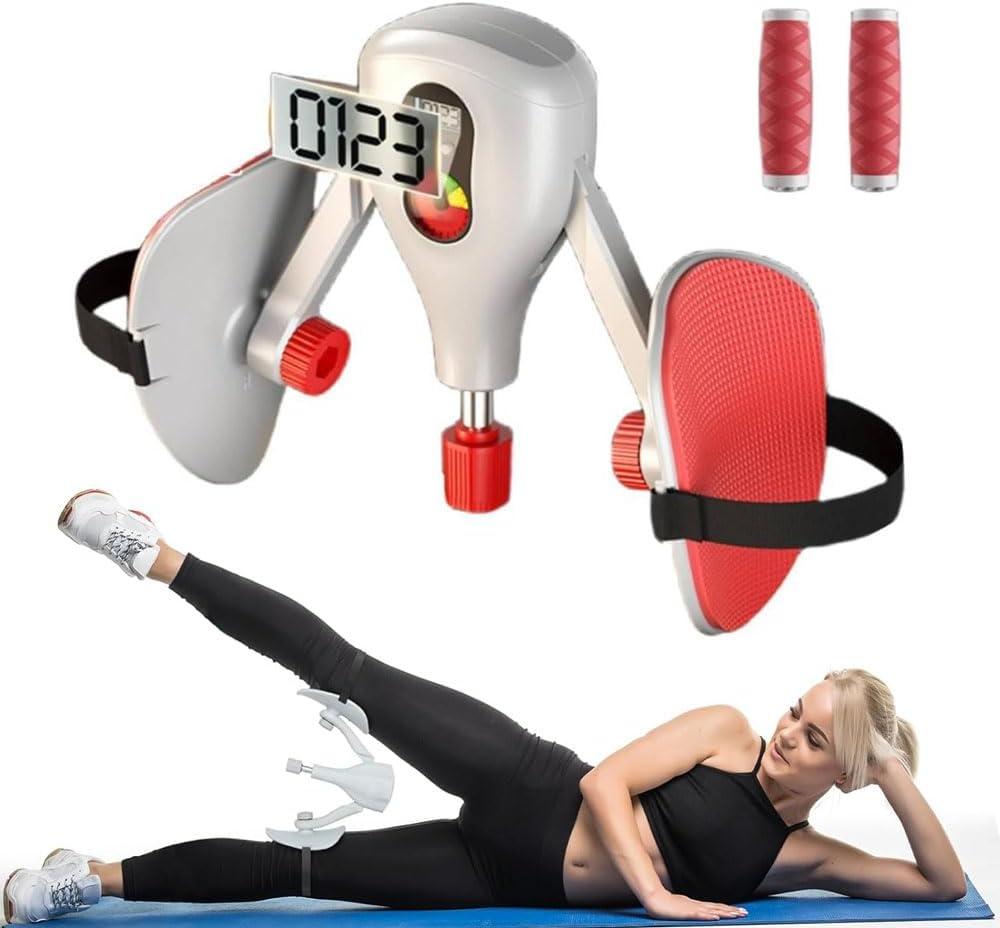 Thigh Master 0-77 lbs Adjustable Resistance with Fixed Leg Straps and Handle, Pelvic Hip Kegel Trainer Strength Exercise Equipment, Buttock Legs Workout Pilates Legs Workout Home Gym (Grey)