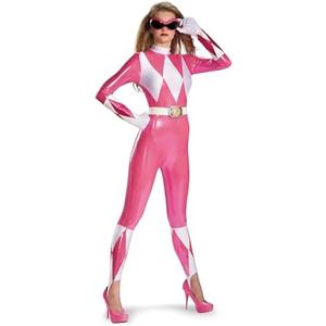 Disguise Costumes Mighty Morphin Power Rangers Pink Ranger Sassy Women's Adult Bodysuit Costume medium