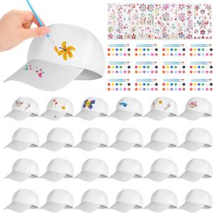 Aneco DIY Baseball Caps Hats Adjustable Sport Ball Cap White Painting Baseball Caps for Outdoor Sports
