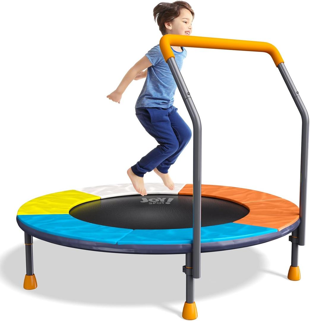3FT Foldable Trampoline for Kids, 36 Mini Small Trampoline with Handle Bar Indoor Outdoor, Height-Adjustable,Max Load 150LBS,Toddler Baby Jumping Mat