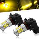 Super Bright 3000lm 9145 H10 LED Fog Lights Bulbs DRL High Power 3030 Chips with Projector Lens Replacement for Cars Trucks, Golden Yellow