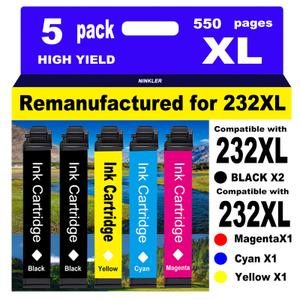 NINKLER Remanufactured Ink Cartridges Replacement for Epson 232XL Ink Cartridges Combo Pack T232XL for XP-4200 XP-4205