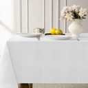 Softalker White Jacquard Rectangle Tablecloth - 60 x 120 inch Large Geometric Line Damask Table Covers Waterproof Stain Resistant Washable Polyester Table Cloths for Indoor & Outdoor