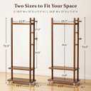 Taitiy Coat Rack Solid Wood Stand Storage 2 Shelves 4 Hooks Entryway