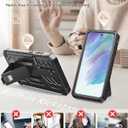 for Samsung Galaxy S21-FE Protective Case: Dual-Layer Military Grade Drop Proof Full Protection Cover with Kickstand | Durable Rugged Shockproof TPU Matte Textured Tough Phone Bumper Shell (Black)