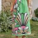 Tankaneo Women Floral Wrap Maxi Skirt Boho Elastic High Waisted Zipper Split A Line Flower Midi Skirts (M)