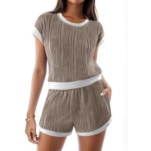 BMJL Womens Two Piece Sets Matching Tracksuits Cap Sleeve Tops High Waisted Summer Lounge Sets Vacation Outfits L