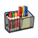 Ameceres Magnetic Pencil Holder - Extra Strong Magnets Mesh Marker Holder Perfect for Whiteboard, Refrigerator and Locker Accessories (2-Compartment, Black (1 Pack))