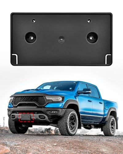 TOP-MAX Front Plate License Bracket Holder Only Compatible w/ 2019-2024 Ram 1500 Rebel, 2021-2024 Ram 1500 TRX Replaces OEM 68274219AD CH1068153, No Drill License Bracket Mounting Kit w/Screws