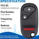 Key Fob Keyless Entry for Honda: Key Fob Replacement for 2001-2005 Honda Civic DX EX LX(not Compatible with Si Trim), 2003-2007 Honda Pilot, NHVWB1U523, NHVWB1U521, 433Mhz
