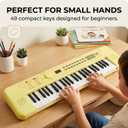RockJam 49 Key Keyboard Piano, Portable Electronic Music Keyboard with Speakers, USB-C Power or Battery Operation, Headphone Input, 200 Tones, 200 Rhythms, Note Stickers & Lessons, Compact