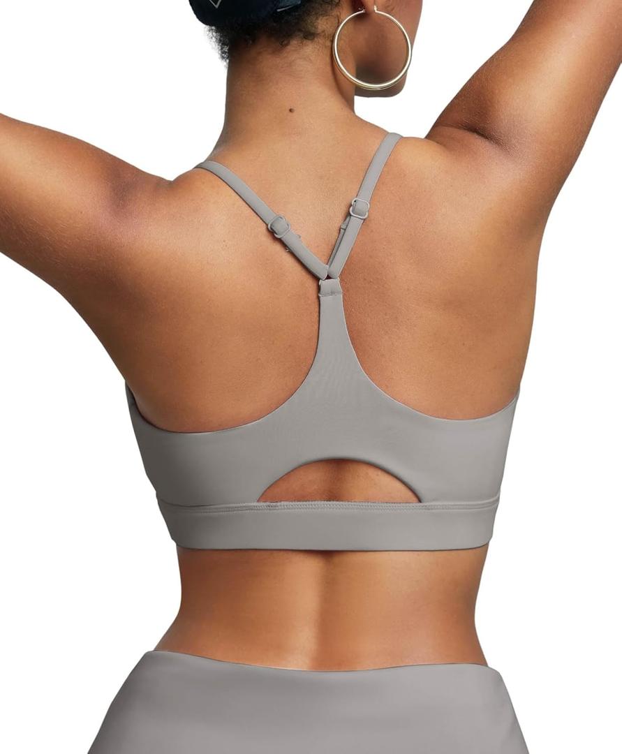BRXL Sports Bras for Women Y Back Padded Sports Bras Adjustable Straps Low Impact Sports Bra with Sewn in Pads (Gray, S)