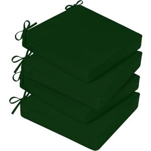Basic Beyond Outdoor Chair Cushions for Patio Furniture, Waterproof Outdoor Seat Cushions Set of 4 18 x 18, Patio Chair Cushions Set of 4 with Ties and Handle, Forest Green