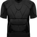 Mens Padded Football Shirts 37-Pads Womens Protective Compression Shirt for Soccer Rugby Volleyball Ball (Large, Black)