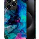 Case Compatible with iPhone 15 Pro,Blue Black Patterm Hybrid 2-Layer Hard Shell+Silicone Double Protective Scratch-Resistant Shockproof Case for iPhone 15 Pro