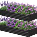 Galvanized Raised Garden Bed,Outdoor Planter Box Metal Patio Kit Planting Bed for Vegetables Flowers Herb,8x4x1ft(2 Pack),Black