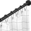 Shower Curtain Rod Tension - Never Rust No Drill Non-Slip Spring Tension Shower Rod, 43-73 inches Stainless Steel, Matte Black
