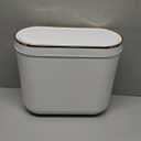 Bathroom Trash Can with Lid 3.2 Gallon Narrow Trash Can Small Plastic Trash Bin 12 Liter Rectangular Plastic Garbage Can with Press Type Lid for Bedroom Bathroom Milk White