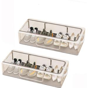 Household Multifunctional Transparent Shoe box Large capacity Stackable under the bed Shoes Storage box Bedroom Living room Storage Foldable Space-saving