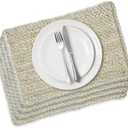 Homewear Jackson Set of 4 Jute Placemats, 12 x 18, White, Heat Resistant, Durable Table Mats for Dining Table, Kitchen, Home, Holiday, Party, Indoor Outdoor Use