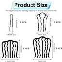 6pcs Combs, 3 Styles Black Alloy Teeth Hair Comb for Buns Stylish Updo Comb Hairstyle Accessories for Women