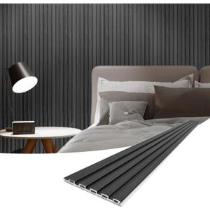 Art3d Slat Wall Panels, WPC Soundproof 3D Wall Paneling for Interior Wall Decor, TV Background, 8-Pack 96 x 6 in. Black