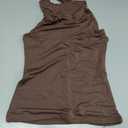SUUKSESS Women Halter Backless Tank Tops Sexy Cowl Neck Summer Going Out Cami Tops (Brown) XS