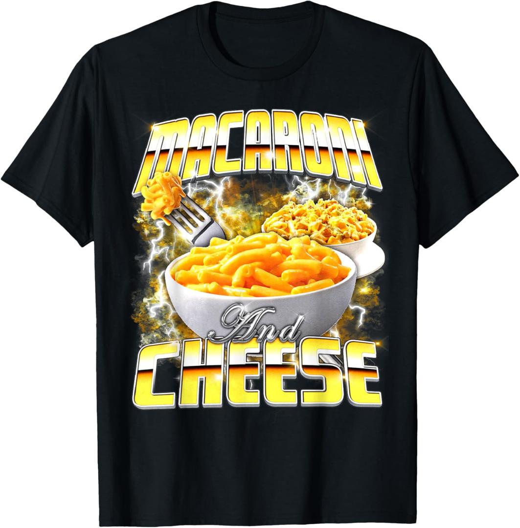 Macaroni and Cheese Meme Bootleg Rap Style 90s Vintage Funny T-Shirt, XL