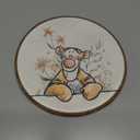 Giosve Cute Tiger Nursery Round Wall Art Canvas Framed Poster, Kids Room Decor, Cartoon Tiger Floral Hanging Wall Sculptures for Kids Nursery Room Bedroom Playroom Decor, 10x10 Inch