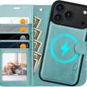 OCASE for iPhone 17 Pro Max Detachable Wallet Case with Card Holder, 2 in 1 PU Leather Flip Folio with RFID Blocking Stand Wrist Strap Shockproof Phone Cover 6.9 Inch 2025, Ice Blue