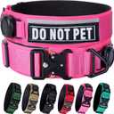 AirTag Dog Collar, 2" Wide Tactical Military Dog Collar with AirTag Holder & 3 Pet Patches, Soft Padded Reflective Waterproof Nylon Collar with Metal Buckle for Large Dogs (Hot Pink, L) (Neck Girth: 17.7-24.4)