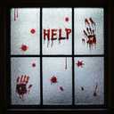 2 x Halloween Decorations, Window Stickers, Scary Bloody Handprint Skullprint Footprint Decals for Window Floor Glass Bathroom Indoor Outdoor Party Decor5 Styles