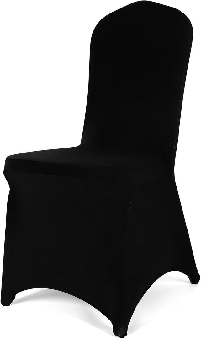 100 PCS Black Polyester Spandex Chair Covers - Stretch Slipcovers for Wedding, Party, Dining, Banquet - Flat-Front Chair Covers
