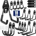 18 Pack Garage Hooks, Anti-Slip Coating, Hooks for Hanging Heavy Duty for Garages, Bicycles, Ladders, Gardening, Tools, Including 3 Organizing Straps