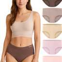 Womens Underwear Bamboo Rayon High Waisted Full Coverage Panties Soft Breathable Stretchy Comfort Briefs 5 Pack (L)
