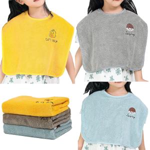 3 Pack Baby Bibs for Girls or Boys, Waterproof, Towel Toddler Bibs for 1-3 Years (Blue Yellow Grey)