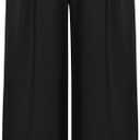 GRACE KARIN Wide Leg Pants for Women Cotton Linen Business Casual Long Trousers Palazzo Pants with Pockets (Medium, Black)
