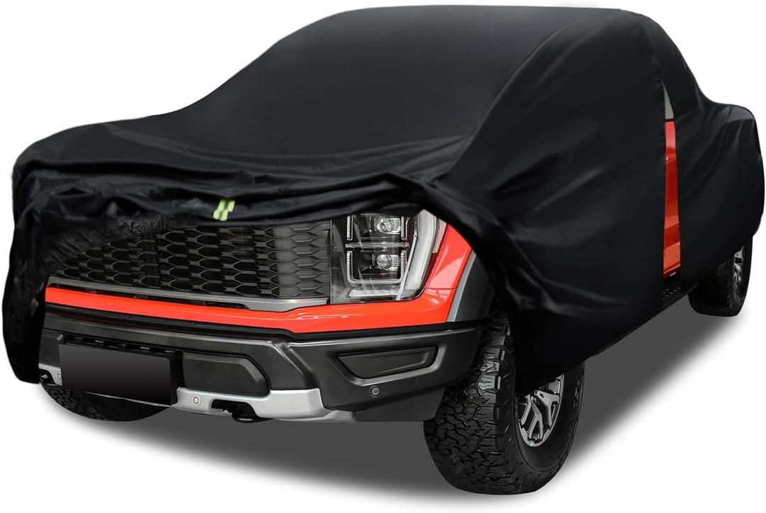Truck Cover Waterproof All Weather, 6 Layers Pickup Cover Fit for Ford F150, Chevrolet Silverado, Gmc Sierra, Ram 1500 See Size Chart (T3 Fit Truck Length Up to 240 inch) (Black)