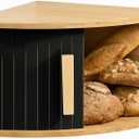 Corner Bread Box for Kitchen Countertop, Bread Storage Container for Homemade Bread, Two Layer Breadbox under Cabinet Mount, Large Bread Holder for Kitchen Counter, Panry Shelf