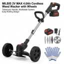 Cordless Weed Wacker with Wheels, Electric Weed Eater
with 2 X 21V Battery Powered, 3-in-1 Cordless Grass Trimmer & Brush Cutter with 5 Types Blades for Yard Garden