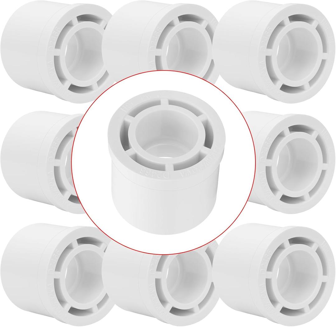 10Pack 1-1/2"x 3/4" PVC DWV Reducing Bush Adapter Pipe Fitting SCH40 PVC Reducer Bushing (Socket x Socket) PVC Pipe Reducing Bushing Fitting for Home Sewer Plumbing