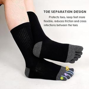 ZAKASA Mens Toe Socks Athletic Running Cushion Five Finger Cotton Crew Socks, Pair of 1